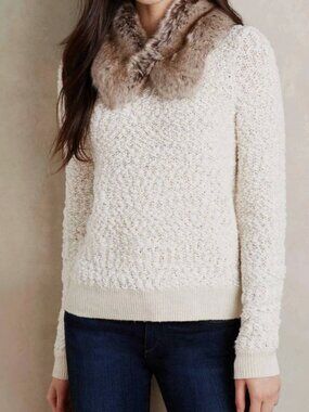 NWT Anthropologie Arbor Pullover Sweater Ivory Large